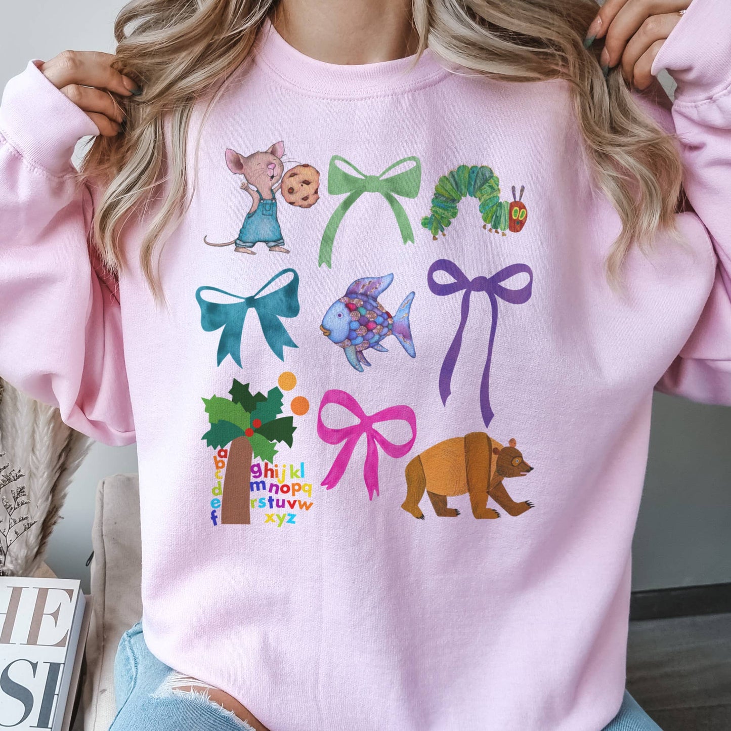 Coquette Teacher Storybook Sweatshirt Elementary Teacher: White / Xlarge