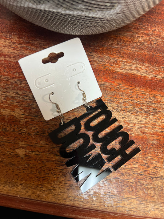 Black Acrylic “Touchdown” Statement Earrings