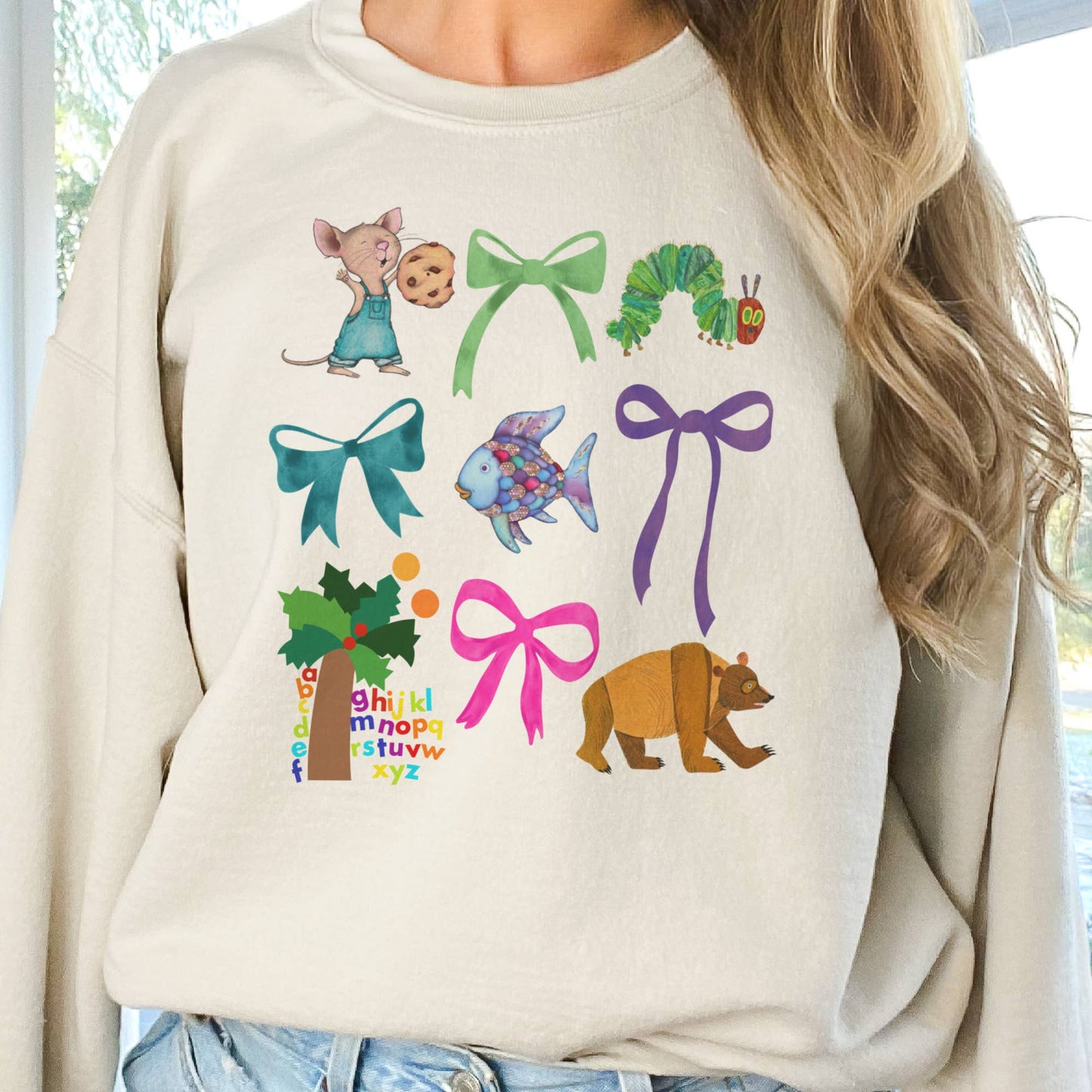 Coquette Teacher Storybook Sweatshirt Elementary Teacher: White / Large